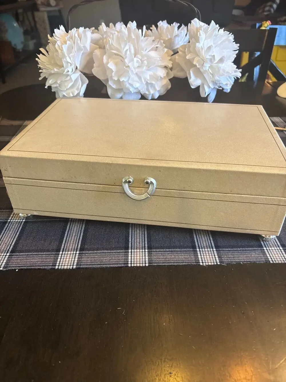 Vintage jewelry box-red sateen lined